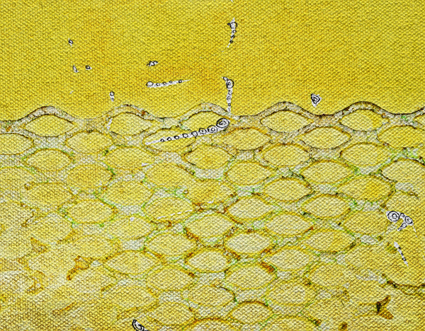 Hope in Greengold and Gold 40 x 30" Acrylic and Ink on Canvas