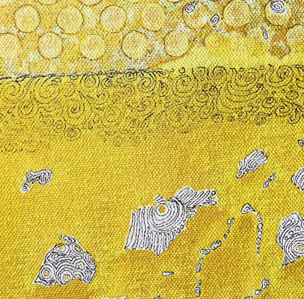 Hope in Greengold and Gold 40 x 30" Acrylic and Ink on Canvas