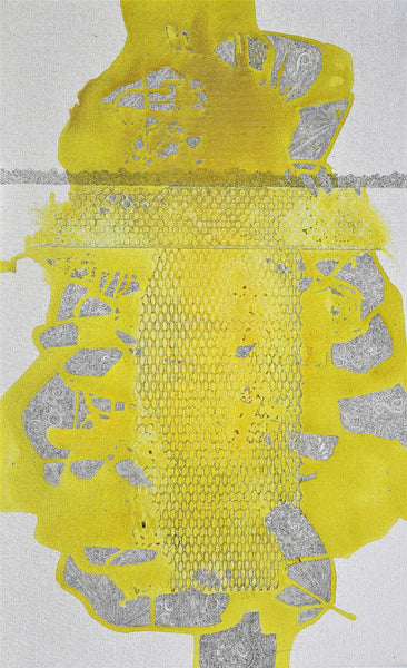 Hope in Greengold and Gold 40 x 30" Acrylic and Ink on Canvas