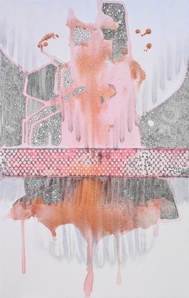 Hope:  Copper and Reds  40 x 30" Acrylic and Ink on Canvas