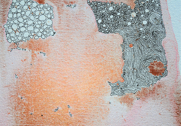 Hope:  Copper and Reds  40 x 30" Acrylic and Ink on Canvas