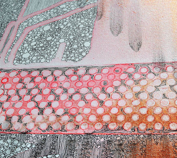 Hope:  Copper and Reds  40 x 30" Acrylic and Ink on Canvas