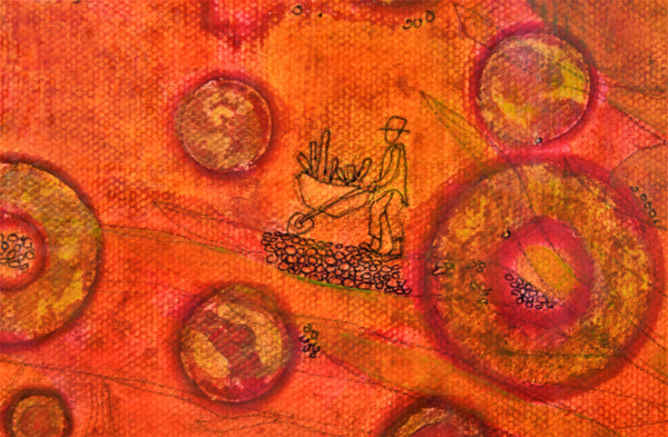 Ordinary Heroes 48 x 48" acrylic and ink on canvas, framed