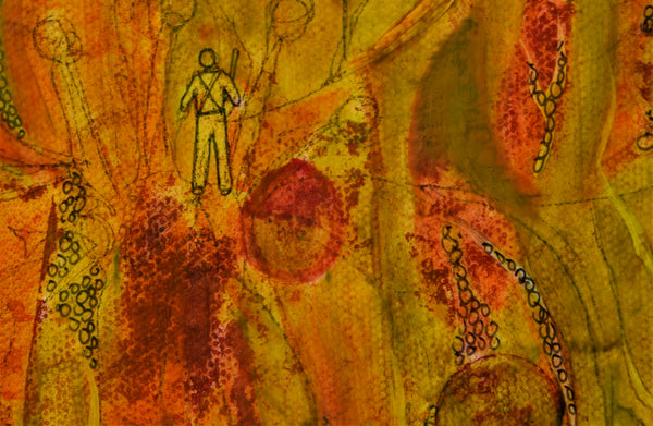 Ordinary Heroes 48 x 48" acrylic and ink on canvas, framed