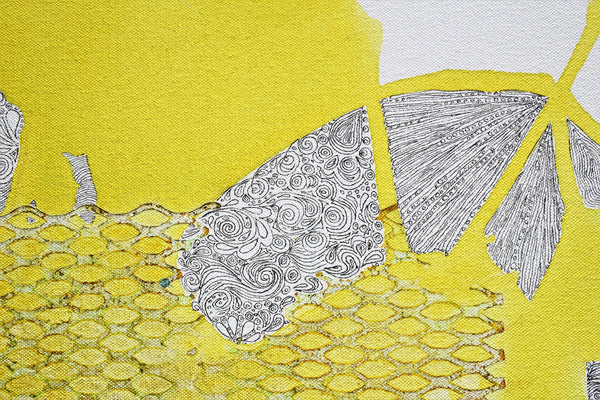 Hope in Greengold and Gold 40 x 30" Acrylic and Ink on Canvas